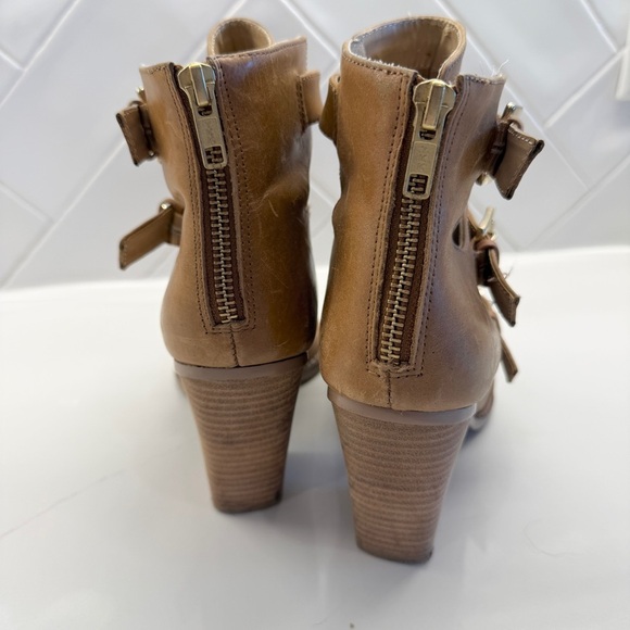 ASOS Women's Leather Brown Block Heel Booties Size 6 with Buckle Casual Summer - Picture 8 of 12